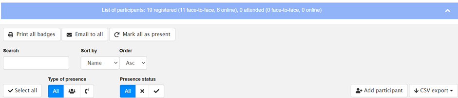 ETSI portal meeting page screenshot showing a participants list